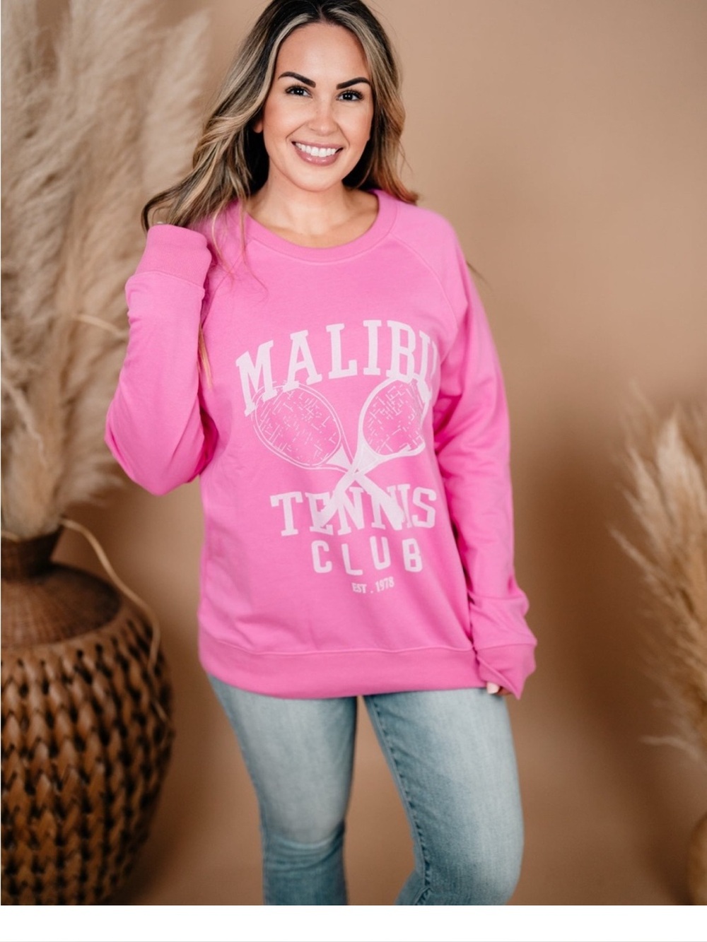 🔥🔥Blue B- Malibu Pink Tennis Club Crewneck Sweatshirt🎾🎾🏸